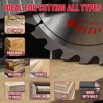 10 Pack Circular Saw Blade 6-1/2" 24T with 5/8" Arbor, Carbide Tipped Teeth, TCT Saw Blades for Cutting Various Wood, Plastic and Composite Materials, Fit Dewalt Craftsman Ryobi Milwaukee