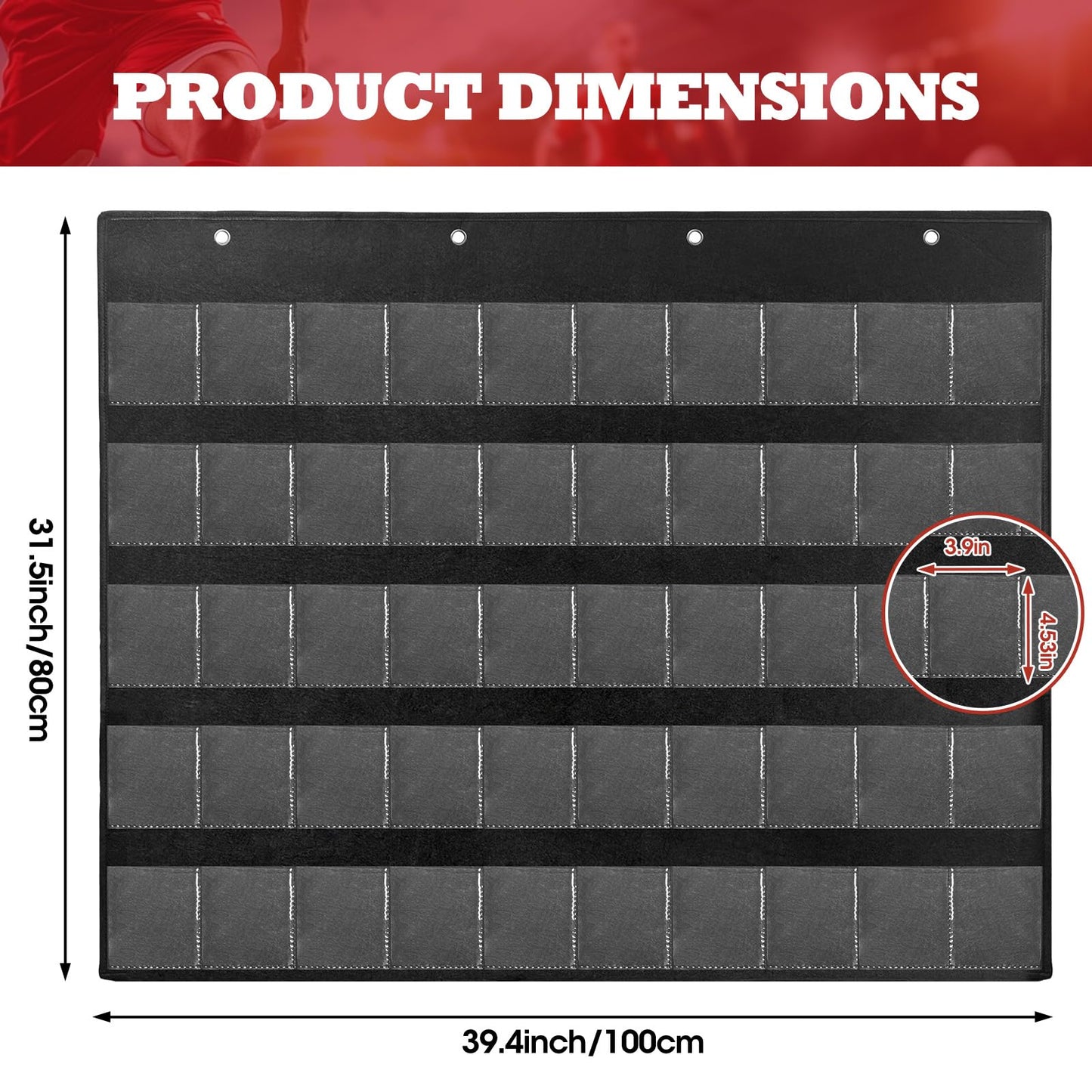 50 Pocket Trading Card Display Hanging Bag Card Holder for PSA Graded, Sports Cards, Mag Holders, Large Capaticy for Basketball Baseball Magnetic Graded Sleeves Cards Cases