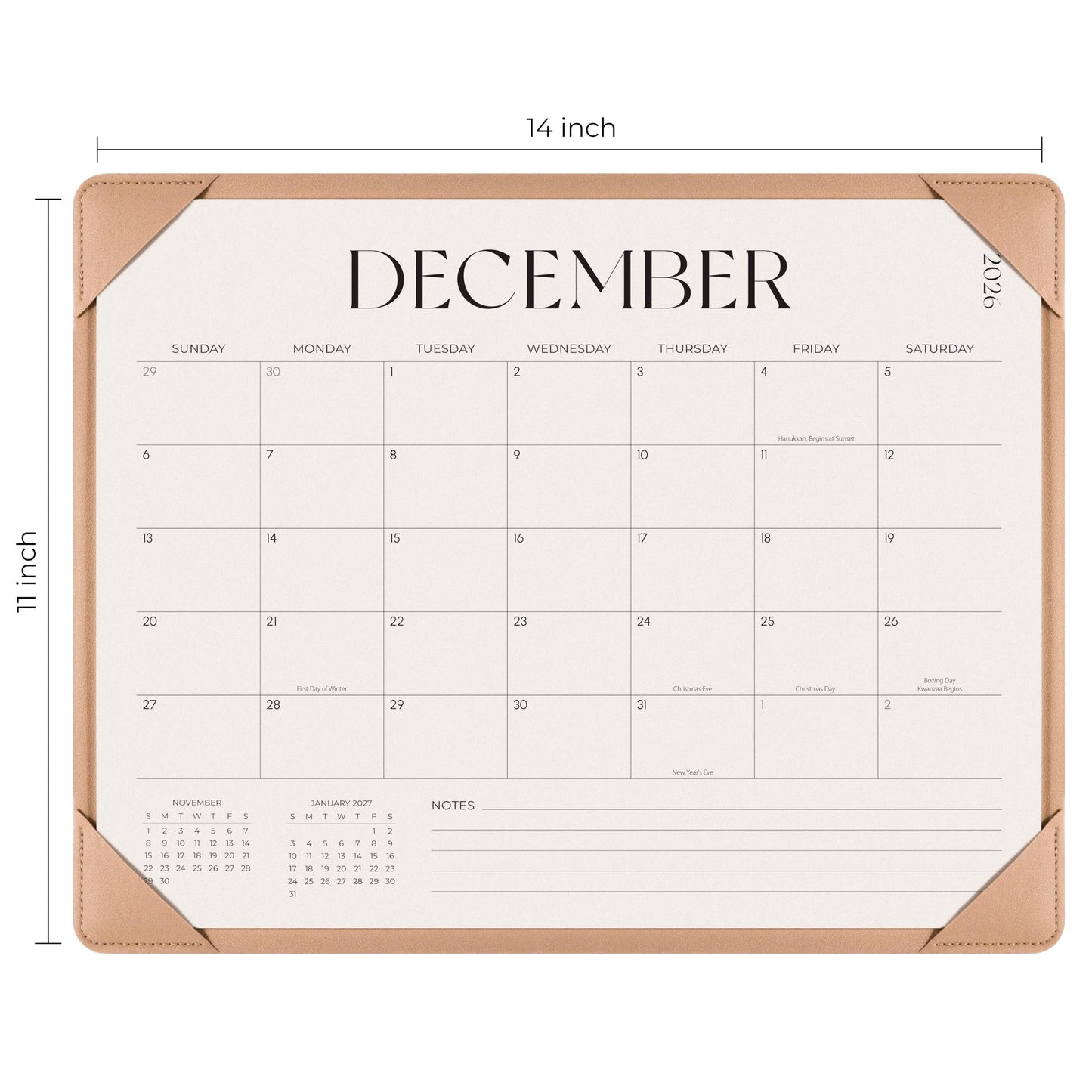 Simplified Desk Calendar 2026-2027 with Desktop Mat, Desk Pad Calendar from January 2026 to June 2027, 14 x 11 Inch, Desk Blotter Calendar for Home Office and School, Easy Planning, Apricot