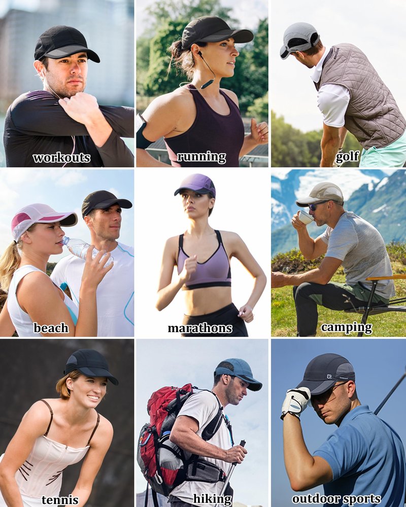 GADIEMKENSD Outdoor Running Hat Men Cooling Golf Hat Women Baseball Cap Quick Dry Breathable Mesh UPF50+ Sun Cap Trucker Dad Hats for Tennis Summer Beach Pickleball Plain White M/L 7-7 1/2