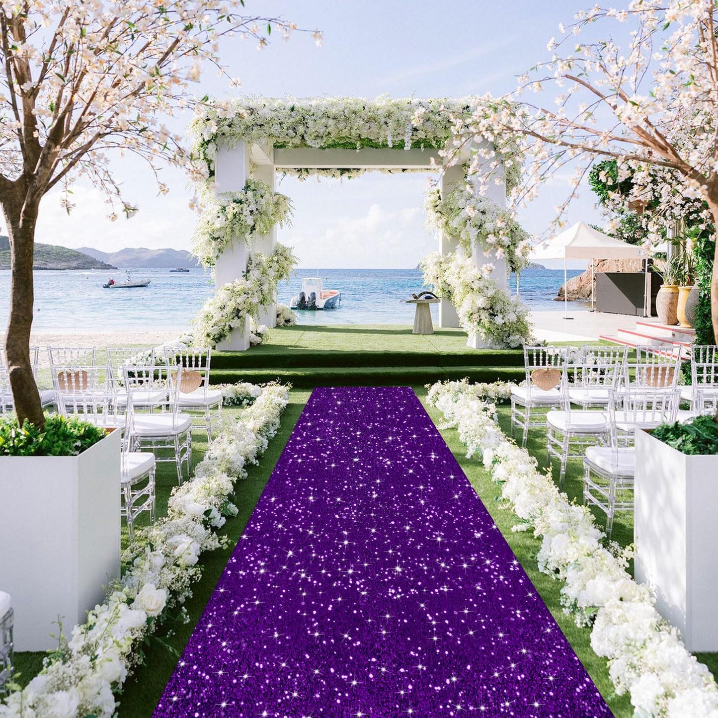 OMKSIH Purple Carpet Runner for Party Wedding Aisle Runners 2x15FT Sequin Aisle Runner for Wedding Ceremony Glitter Aisle Runner Rug Outdoor Carpet Runner for Wedding Bridal Shower Party Decorations