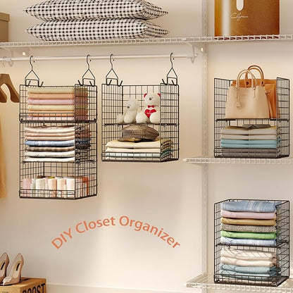 5 Tier Closet Hanging Organizer and Storage Separable Hanging Closet Shelves