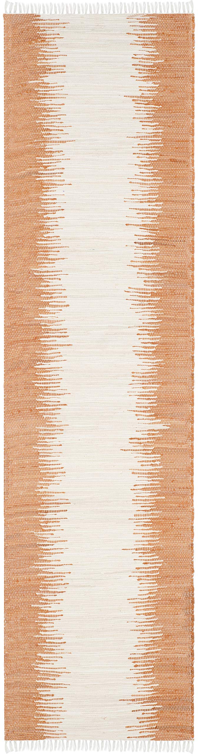 SAFAVIEH Montauk Collection Runner Rug - 2'3" x 9', Orange, Handmade Stripe Fringe Cotton, Ideal for High Traffic Areas in Living Room, Bedroom (MTK751C)