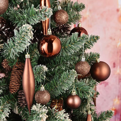 30ct Halloween Ball Ornaments, 2.36" Shatterproof Tree Decorations, Perfect Hanging Ball for Indoor/Outdoor Holiday Christmas Party Decor (Brown)