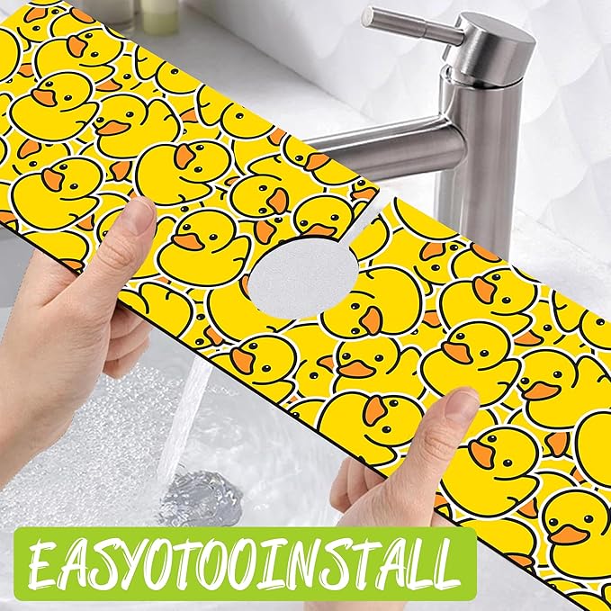 Sink Splash Guard Faucet Mat Rubber Ducky Absorbent Fast Drying Mat Sink