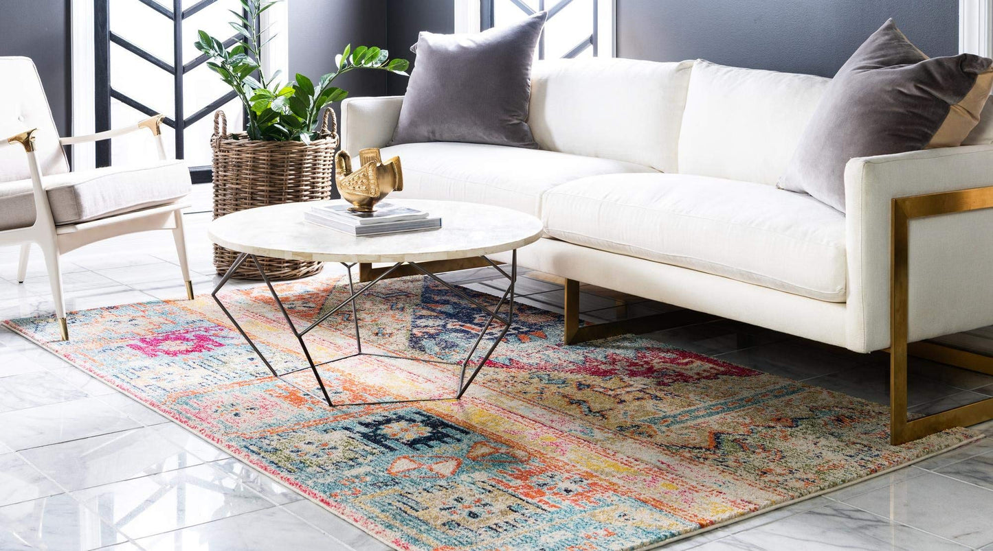 Rugs.com El Paso Collection Rug – 4' x 6' Multi Medium Rug Perfect for Living Rooms, Large Dining Rooms, Open Floorplans