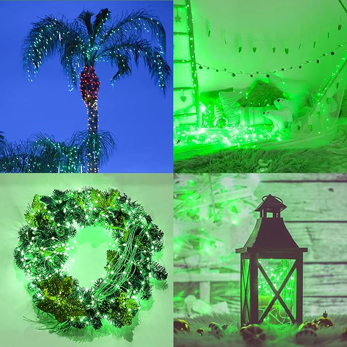 Mandiq 4 Pack Fairy Lights Battery Operated, String Lights 10ft 30 LEDs, Flashing and Constant Light Mode, Silver Wire Mini Lights for Festival, Christmas Decoration, Green