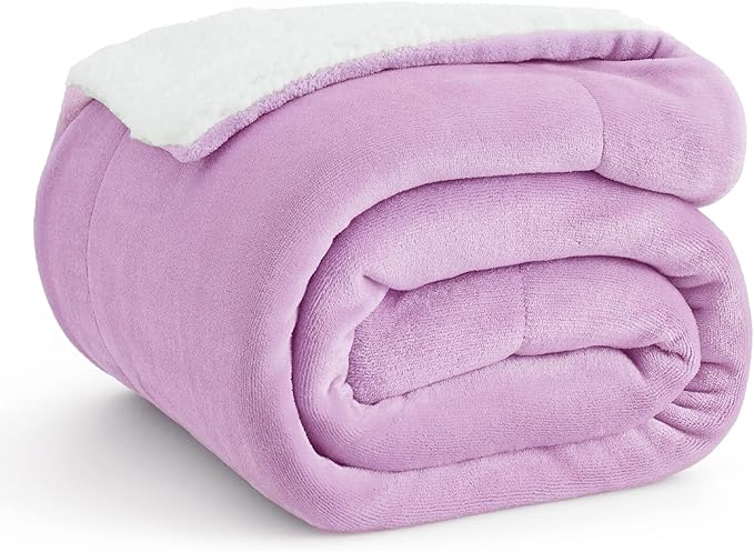 Bedsure GentleSoft Sherpa Fleece Throw Blanket for Couch - Thick and Warm Throw for Girls, Soft Fuzzy Plush Kids Blanket for Winter, Lilac, 50x60 Inches