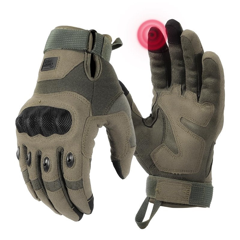 KEMIMOTO Tactical Gloves for Men, Touchscreen Motorcycle Gloves with Hard Shell & Palm Padding for Sports Motorcycle Cycling Tactical Airsoft Paintball Hunting Hiking Camping Climbing (Green,XX-Large)