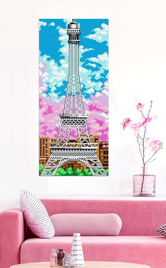 Pix Brix Pixel Art kit Puzzle Bricks - Eiffel Tower 12750 Pieces - Patented Colorful Building Bricks Create 2D and 3D Builds Without Water Iron or Glue - Stem Toys for Adults and Kids