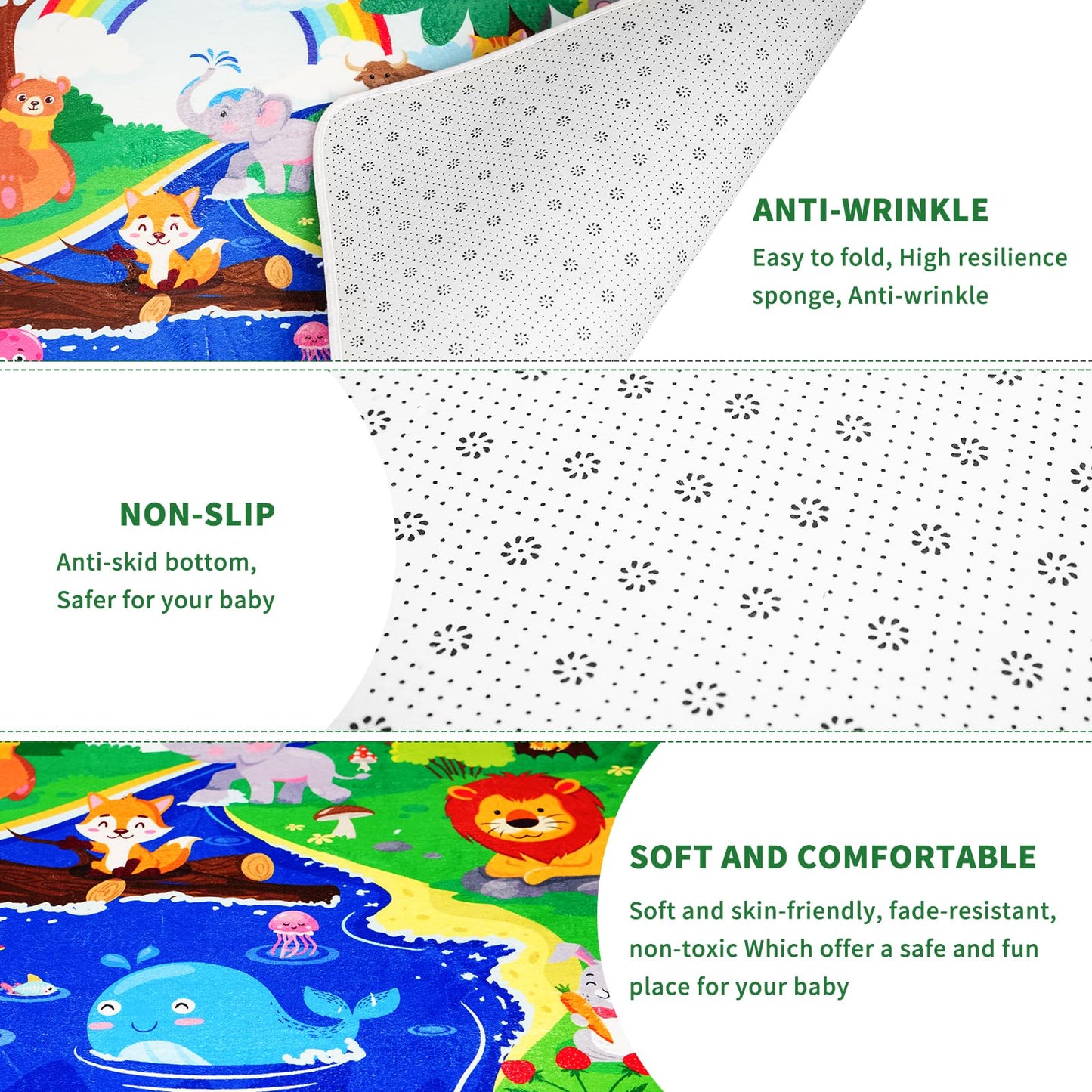 Soft Non-Toxic Baby Play Mat with ABC Alphabet - Foldable Crawling Mat for Infants & Toddlers, Extra Thick Floor Mat for Nursery, Playroom, Daycare | Non-Slip, Machine Washable (78.7X59 INCH)