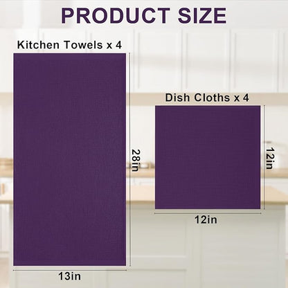 Homaxy 100% Cotton Kitchen Towels and Dishcloths Set