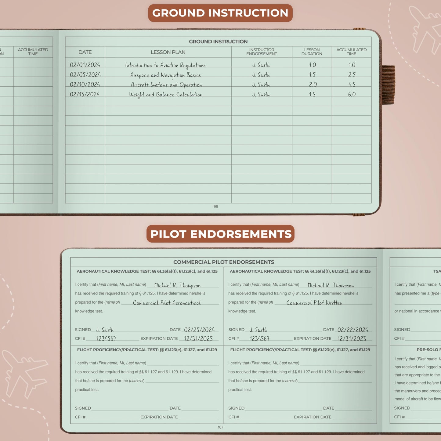 Clever Fox Pilot Logbook – Hardcover Flight Log Journal for Professional & Student Pilots – Aircraft Record Book, Aviation Gifts & Gear (Aviator Brown)