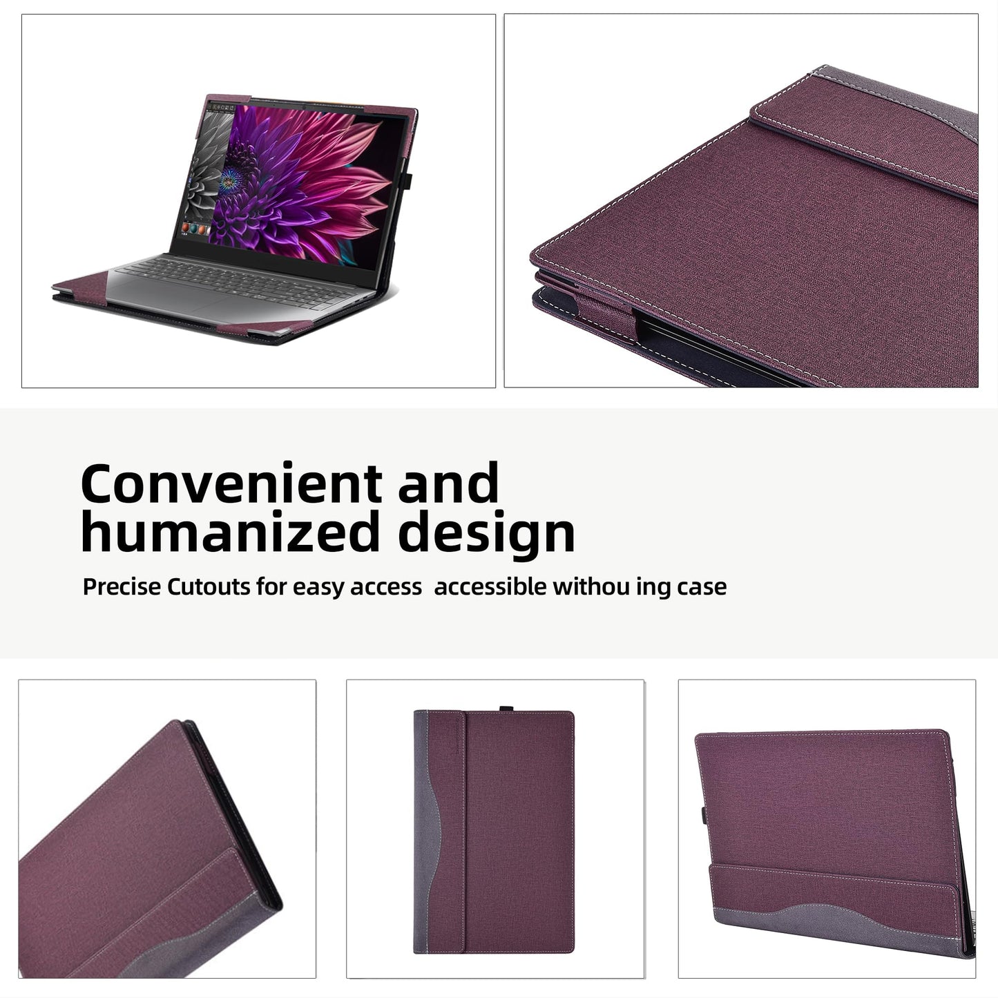 Laptop Cover for Lenovo Yoga Pro 9i (16″ Intel) Laptop All-Inclusive Drop-Proof Case 16inches PU Leather Inner Pocket Cover (Wine red)