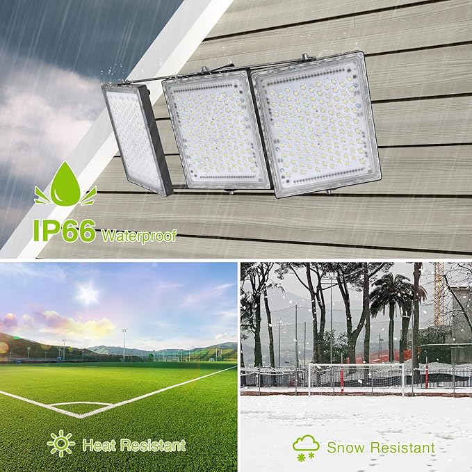 STASUN Flying Series Pro 600W 60000LM LED Flood Light Outdoor - IP66 Waterproof, 6000K Daylight White, 3 Panel Adjustable for Stadium, Arena, Yard, Street & Parking Lot Lighting