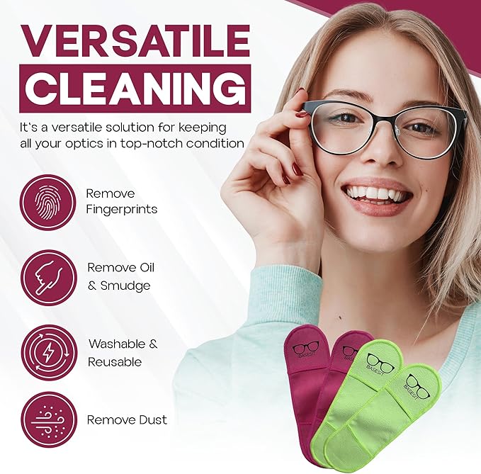 Eyeglass Cleaning Cloth, 4 Pack, Eyeglass Cleaning Wipes, Lens Wipes