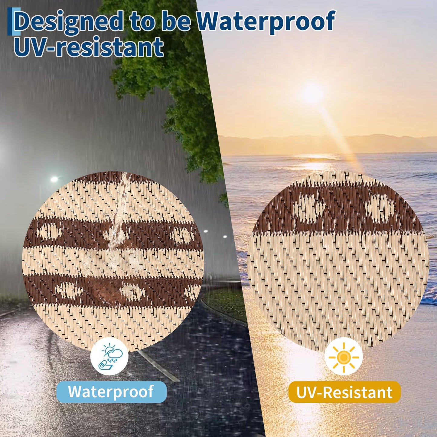 IDEALHOUSE Waterproof Outdoor Rug 9x12 for Patio, Reversible Modern Area Rug, Large Plastic Straw Mat for Camping, RV, Porch, Backyard, Deck, Picnic, Beach, Brown & Beige