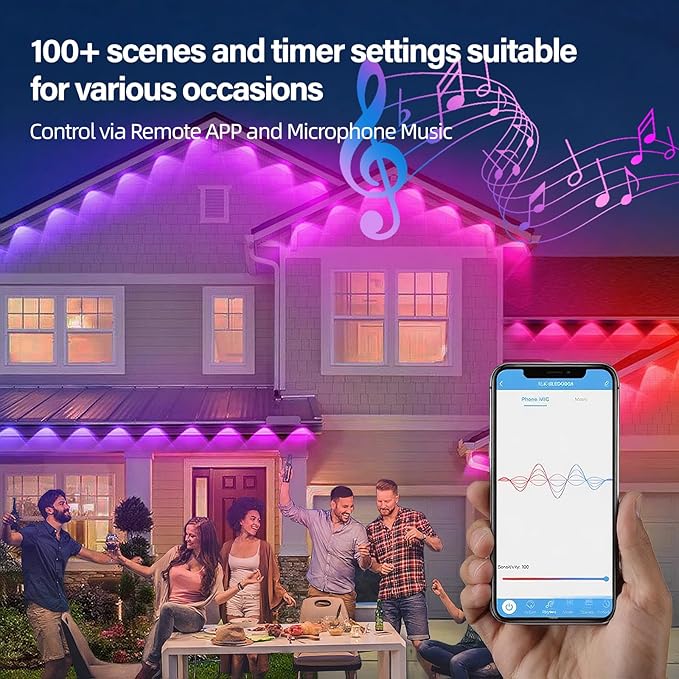 Permanent Outdoor RGB Lights with IP67 Waterproof,Smart Outdoor String Lights Remote Control, Eaves Lights with App, Daily and Accent Lighting for Halloween,Christmas Decor (400ft)