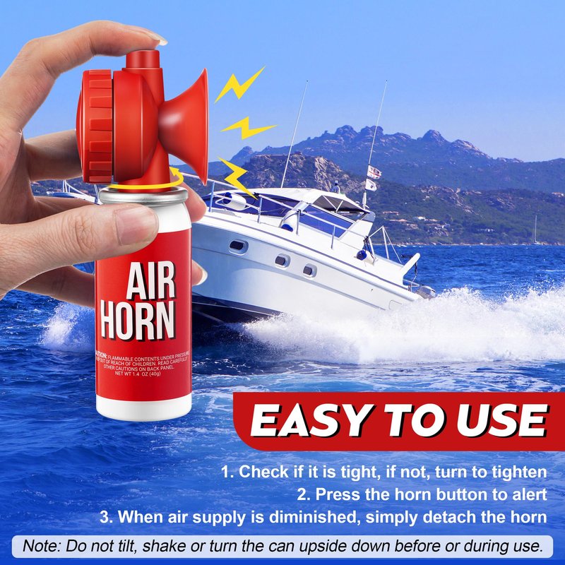 Saillong 4 Pack 1.4oz Boat Air Horn for Safety, Loud Marine Air Horns Can, Mini Small Blow Fog Bear Horn, Emergency Use for Sporting Events, Boat, Animal Alarm