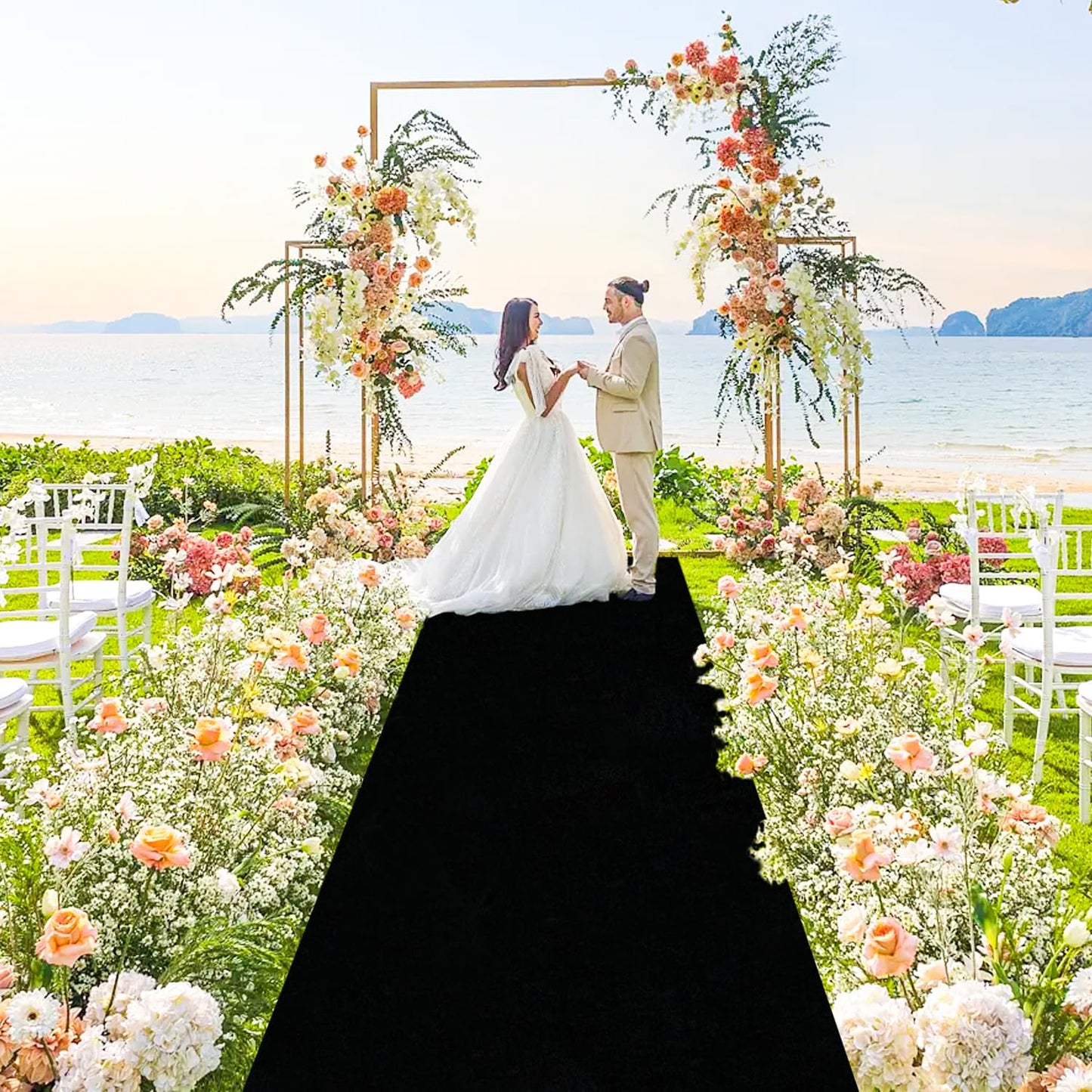 FANPROMS Black Aisle Runner for Wedding Ceremony 4x25FT Velvet Carpet Runner Wedding Aisle Runner Rug Rustic Aisle Runners Floor Carpet Aisle Runway for Halloween Party Fabric Aisle Runner Rug