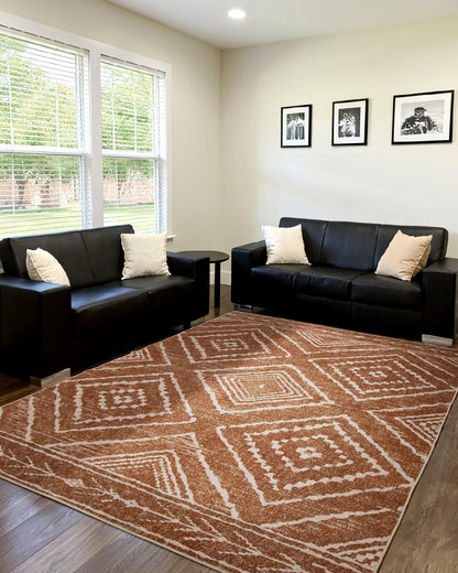 BESTSWEETIE Area Rug 5x7 Rug Machine Washable Non-Slip Low Pile Print Pattern Western Rug for Living Room Bedroom Entryway Tribal Series -Yellowbrown/Cream
