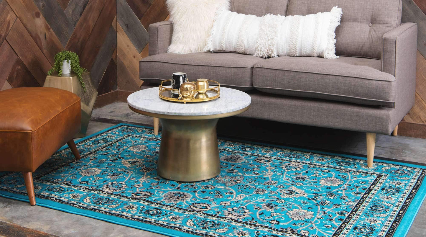 Unique Loom Sialk Hill Collection Area Rug - Washington (4' 1" x 6' 1" Rectangle, Turquoise/ Black)