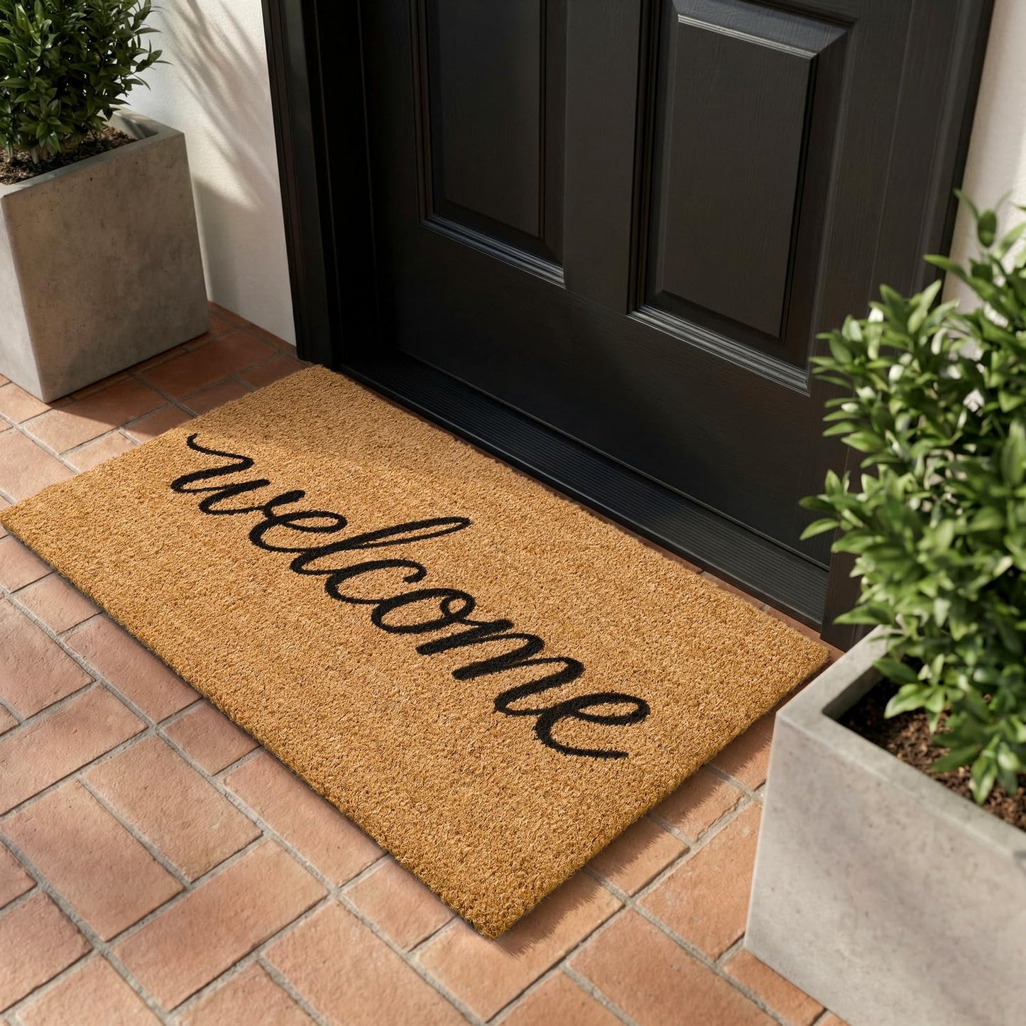 Kelarea Front Door Mat Natural Coco Coir Doormat with Heavy Duty Backing, 17" x 30" Welcome Entry Mats, Non-Slip Easy to Clean for Indoor Outdoor Entrance Porch