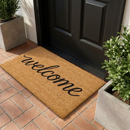 Kelarea Front Door Mat Natural Coco Coir Doormat with Heavy Duty Backing, 17" x 30" Welcome Entry Mats, Non-Slip Easy to Clean for Indoor Outdoor Entrance Porch
