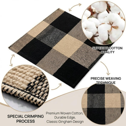 SKYPEA Brown and Black Buffalo Plaid Rug 3' x 5', Washable Farmhouse Non-Slip Checkered Doormat, Indoor Outdoor Floor Mat for Living Room, Bedroom, Entryway, Kitchen, Laundry Room