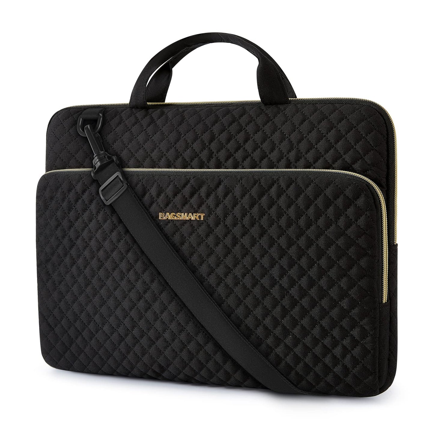 BAGSMART 15.6 Inch Laptop Sleeve Case Compatible with MacBook Pro 16 Inch,15.6 Inch HP,Dell,Acer Aspire,Asus Notebook, Protective Laptop Bag for Women with Shoulder Strap,Pocket,Handle, Black