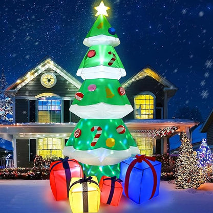 FRAMICS 10 FT Christmas Inflatable Outdoor Decoration, Inflatable Christmas Tree, Built-in LED Blow Up Christmas Decorations Outdoor, Colorful Christmas Tree Inflatable for Xmas Party Garden Decor