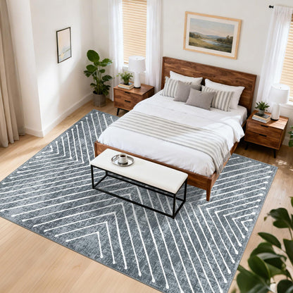 ROYHOME 8x10 Area Rug for Living Room Washable Rug Non Slip Large Bedroom Stain Resistant Dining Room Throw Rug Contemporary Accent Carpet Ultra Soft Modern Carpet for Home Decor Office, Dark Grey
