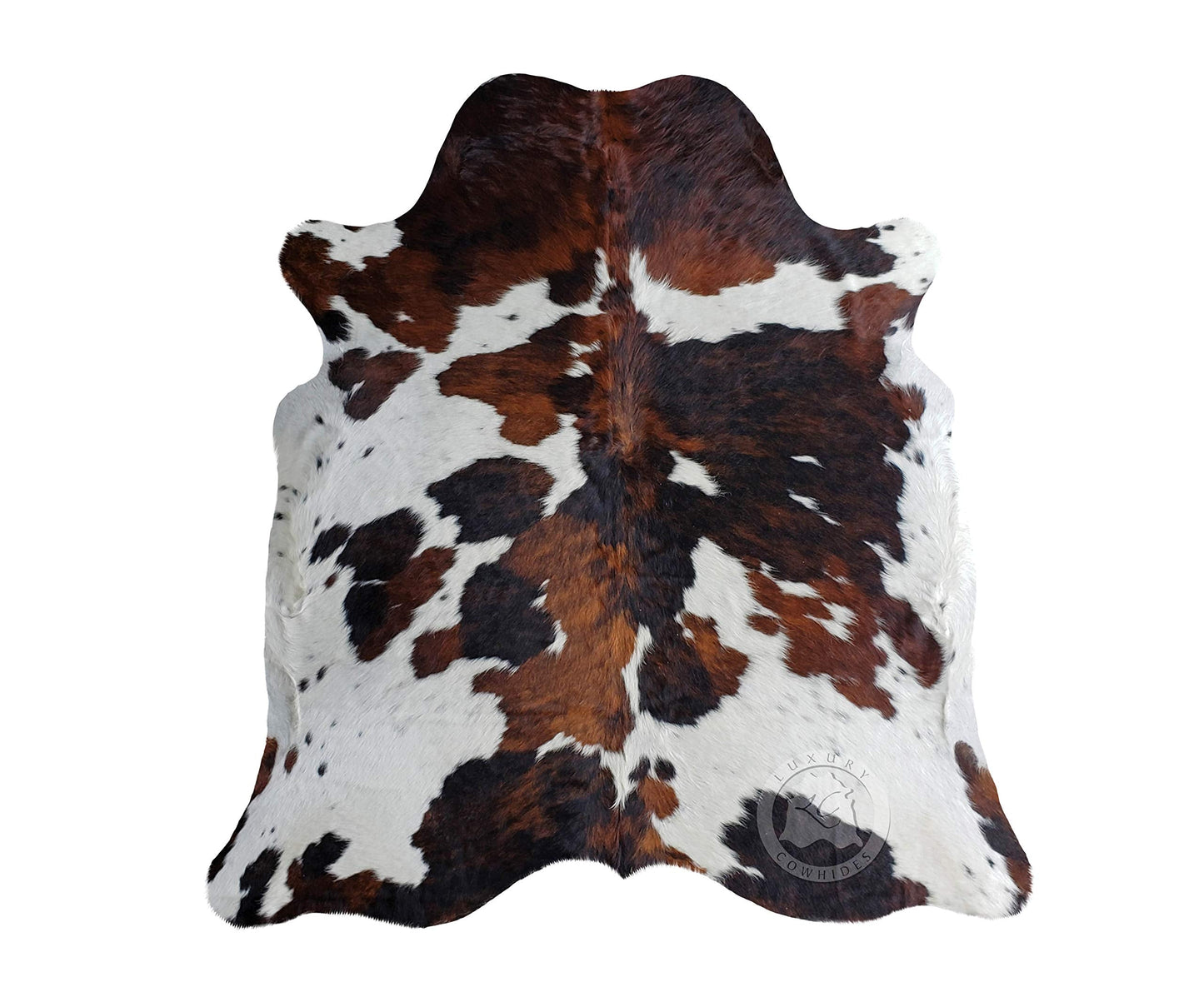 Sunshine Cowhides 100% Genuine Tricolor Cowhide Rug - Modern Style Animal Skin Rug & Floor Carpet for Living Room, Bedroom, Kitchen & More - Extra Large (6x7-8 Ft.)