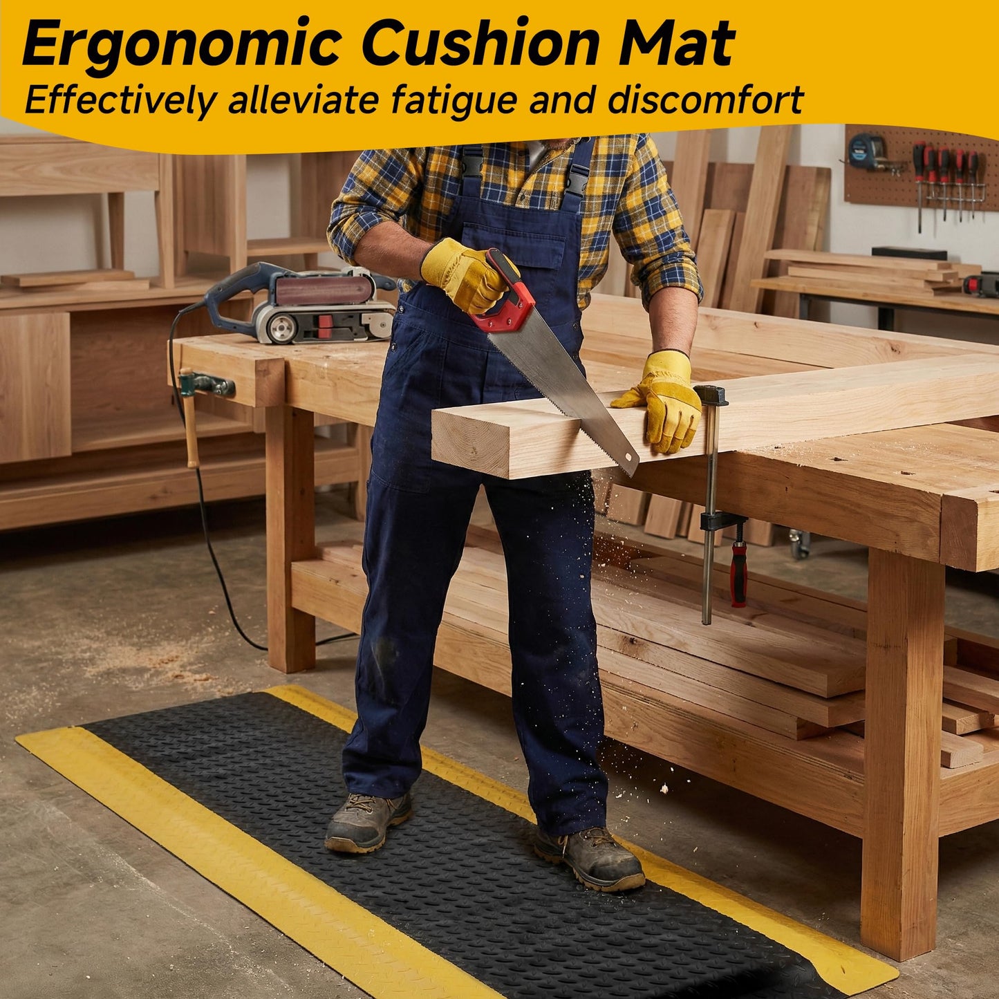 tonchean Industrial Anti Fatigue Mat 20" x 60" Heavy Duty Ergonomic Standing Floor Mat for Workshop, Non-Slip Anti-Fatigue Standing Floor Mat for Work, Shop, 1PC