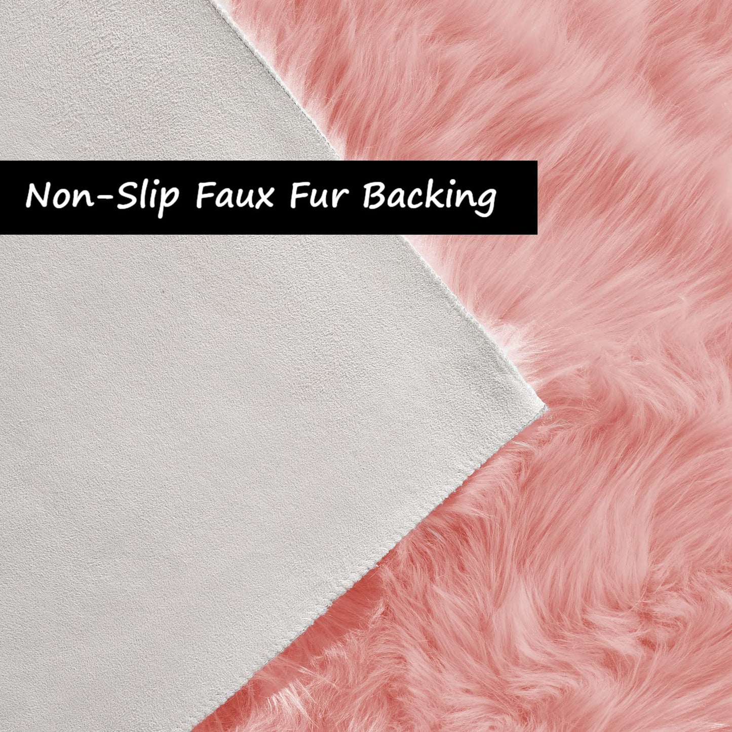 Goolela Pink Fluffy Fuzzy Rug for Girls Bedroom 3x5 Faux Fur Rug Furry Shag Bedside Carpet for Play Room Dorm Soft Plush Rectangle