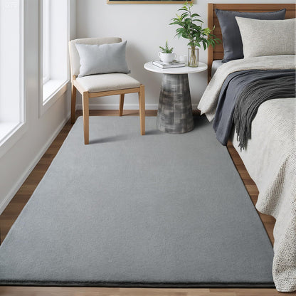 HOMORE Soft Fluffy 4x6 Grey Area Rug for Living Room, Minimalist Shaggy Rugs Memory Foam Plush Rug for Bedroom, Machine Washable Non-Slip Carpet for Nursery Classroom Kids Room