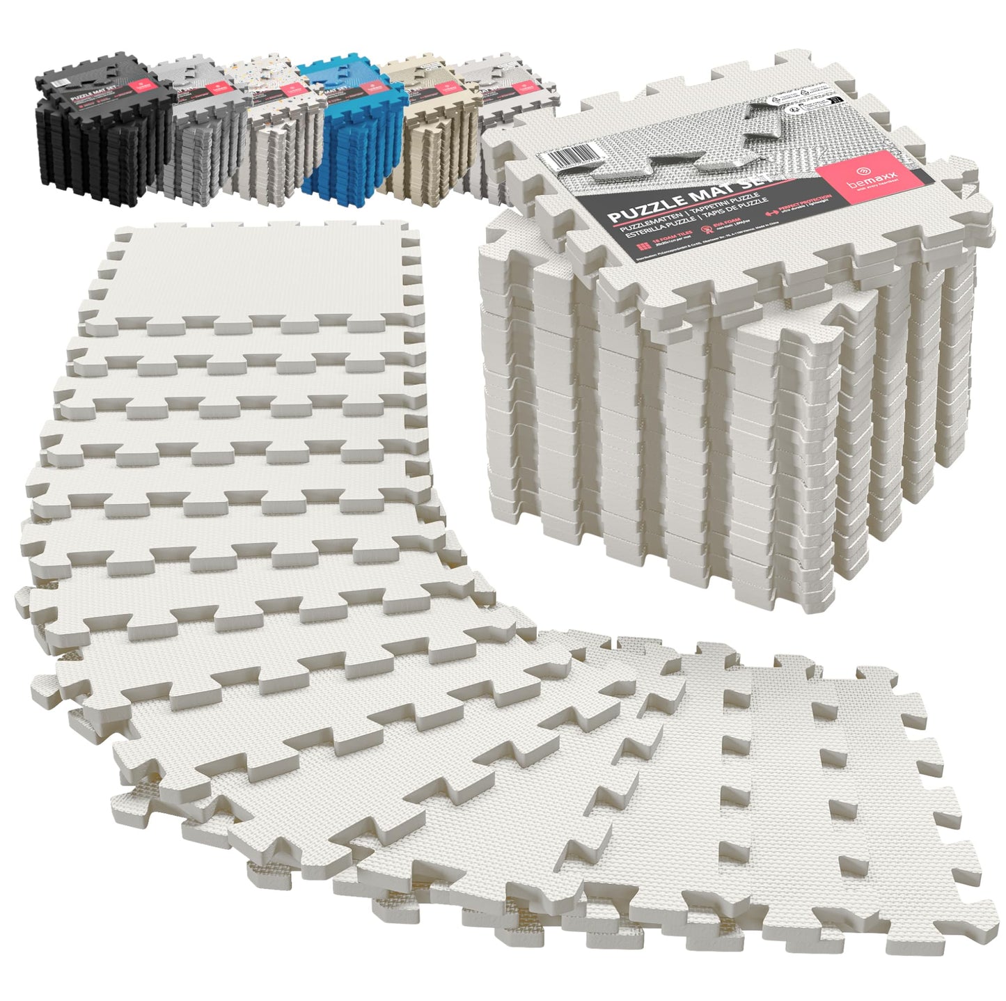 Gym Flooring Set - Interlocking EVA Soft Foam Floor Mat, 18 Pieces Puzzle Rubber Tiles Protective Ground Surface Protection, Play Workout Exercise Mats Underlay Matting Sports Pool Home Fitness Garage