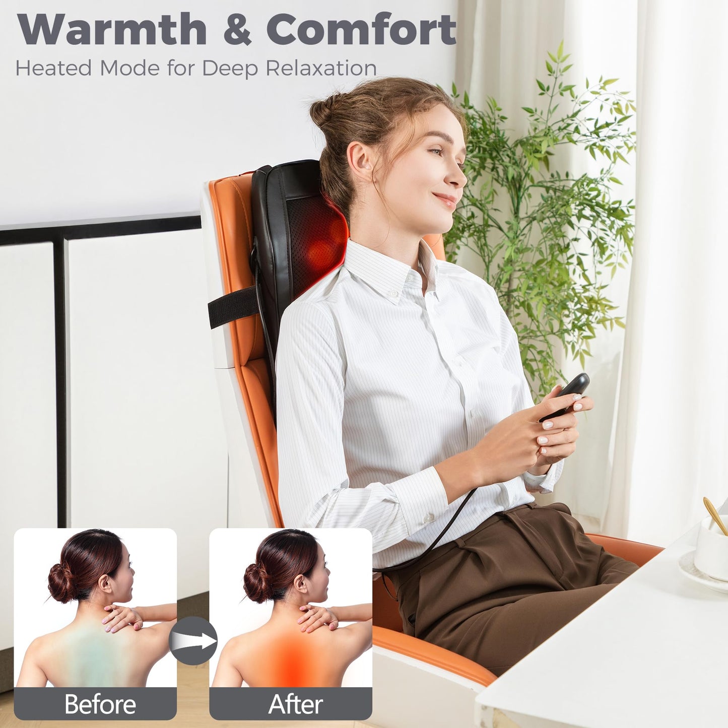 Neck and Back Massager for Pain Relief Deep Tissue with Heat, Shiatsu Shoulder Massager with Bi-Directional Rotating Head for Neck, Back, Shoulders, and Legs