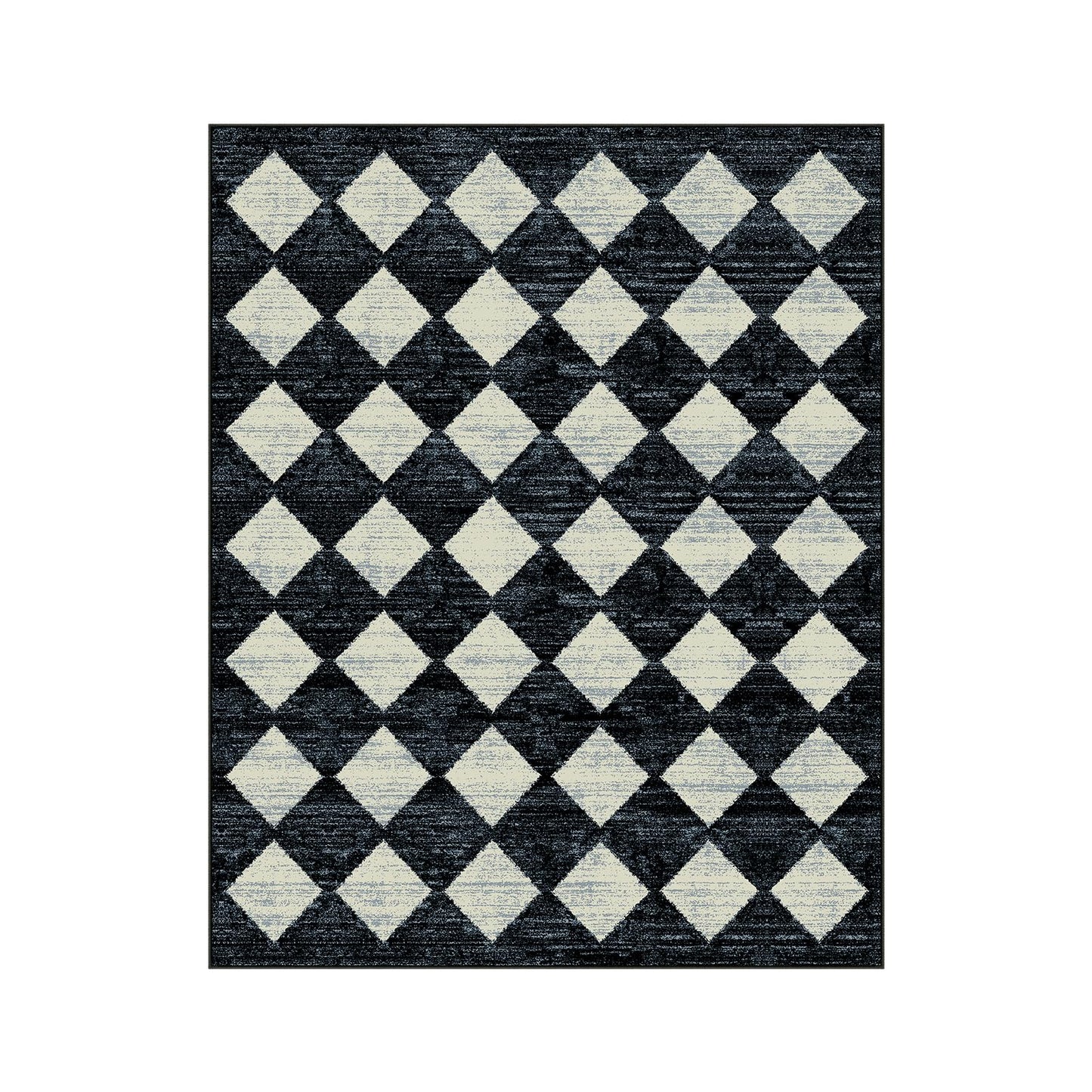 Lahome Zelie Checkered Washable 8 x 10 Area Rugs for Living Room, Black Bedroom Rug 8x10 Under Bed, Geometric Trellis Soft Ultra-Thin Indoor Carpet for Dining Room Dorm Kids Playroom (8'x10',Black)