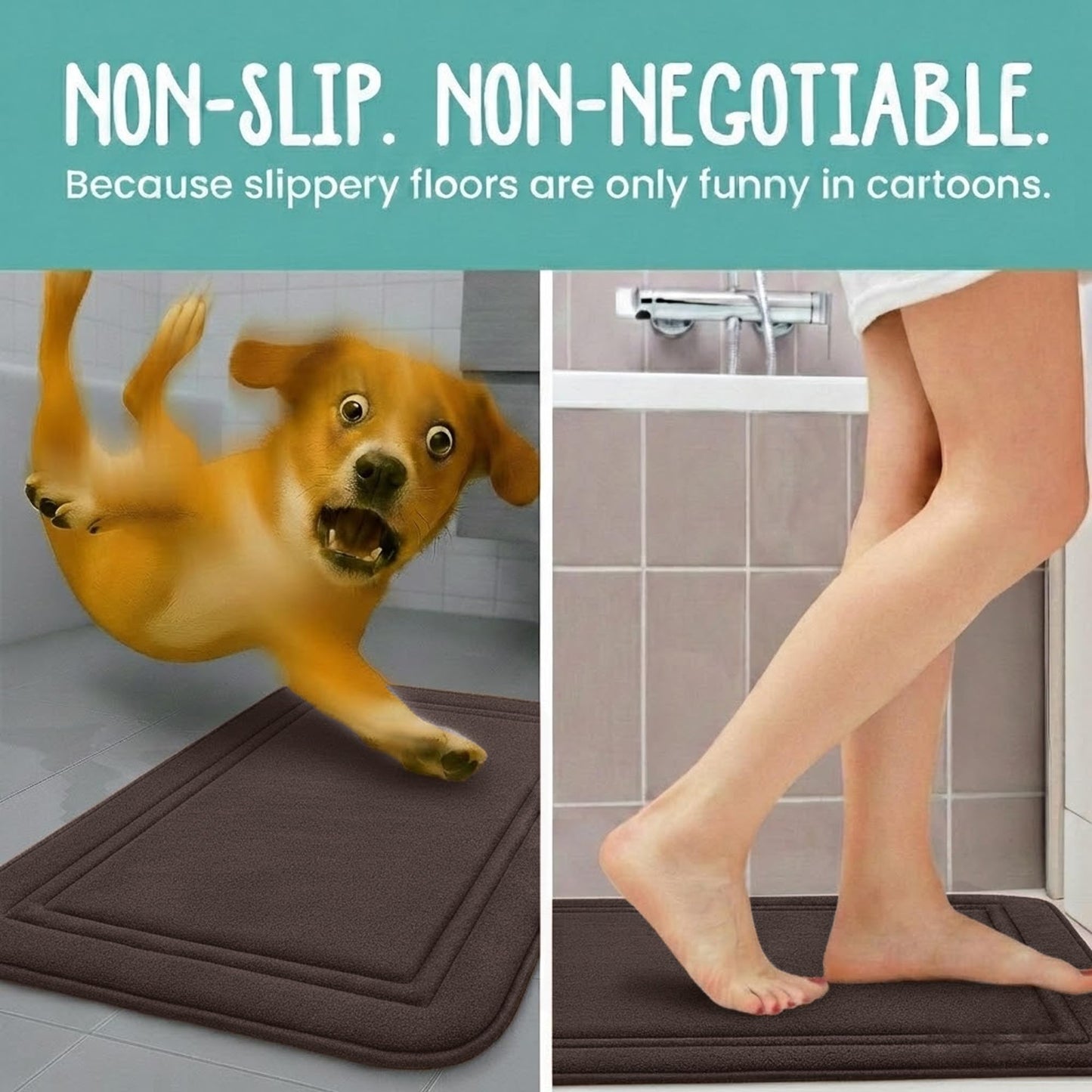 ITSOFT Memory Foam Bath Mat 59x23, Non Slip, Machine Washable, Quick Dry & Absorbent Rugs, Bath Mats for Bathroom Floor, Tub & Shower, Bathroom Rug, Chocolate Brown