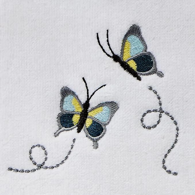 SKL Home Dancing Butterflies 100% Cotton Embroidered 2pc Hand Towel Set