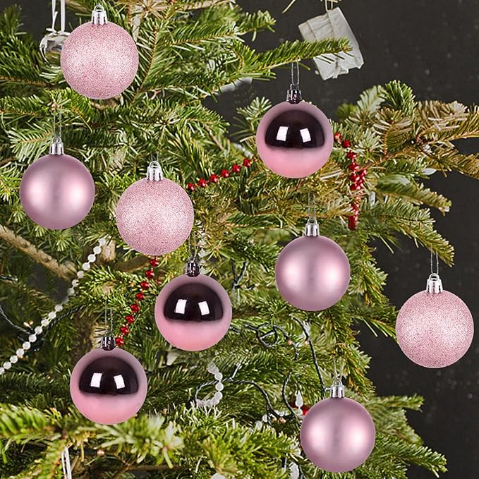 30ct Christmas Ball Ornaments, 2.36" Shatterproof Christmas Tree Decorations, Perfect Hanging Ball for Indoor/Outdoor Holiday Wedding Party Decor (Rose Gold)