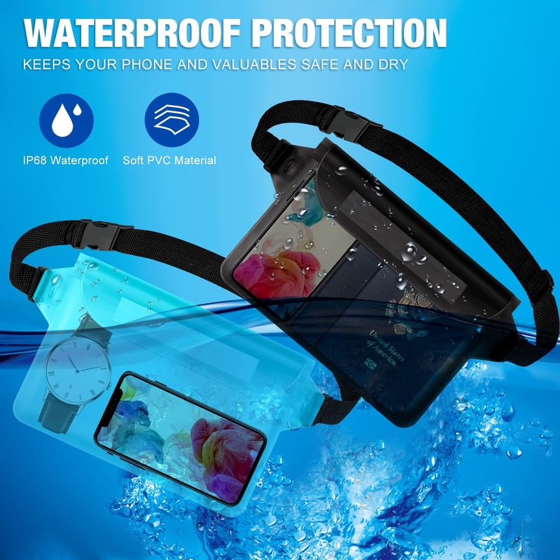 24 Pcs Phone Waterproof Pouch Bag with Waist Strap Waterproof Fanny Pack Keep Your Phone and Valuables Safe and Dry for Beach Accessories Kayaking Swimming Boating Snorkeling Pool Water Park, 12 Color
