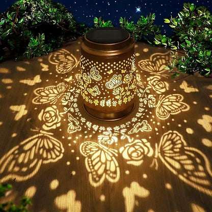 Butterfly Solar Lanterns Outdoor Waterproof, Christmas Birthday Retirement Gifts for Women Mom Grandma, Hanging Solar Lantern Garden Decor for Outside Yard Patio Garden Halloween Decorations
