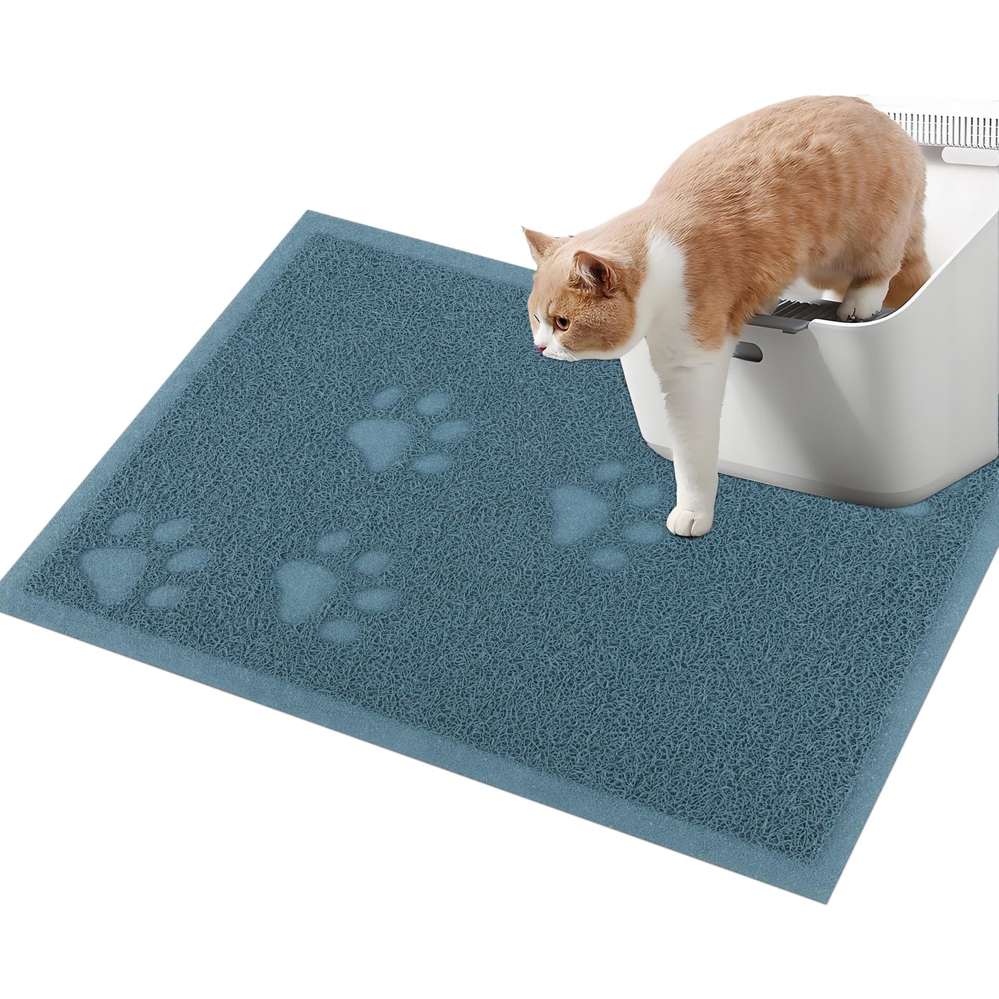 Darkyazi Cat Litter Box Mat for Floor Litter Trapping Mat Non-Slip Backing, Scatter Control, Easy Clean, Water Resistant, Soft on Paws (15.75" x 11.75",Silver Blue)