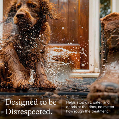 WaterHog Boxwood Front Door Mat Indoor Outdoor Entrance, Absorbent All-Weather Doormat with Non-Slip Rubber Backing, Dirt & Moisture Trapper, Low Profile & Easy Clean, Made in USA, 23"x36" Camel