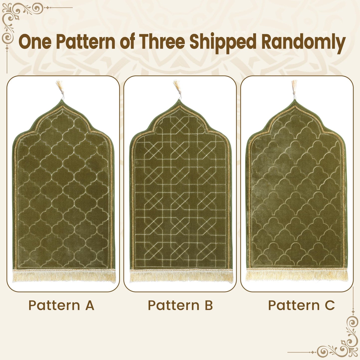 RLoncomix Muslim Prayer Mat for Ramadan Gifts - Thick Prayer Rug Sajadah for Kids Men Women Soft Islamic Prayer Rugs for Eid Travel Ramadan, Green