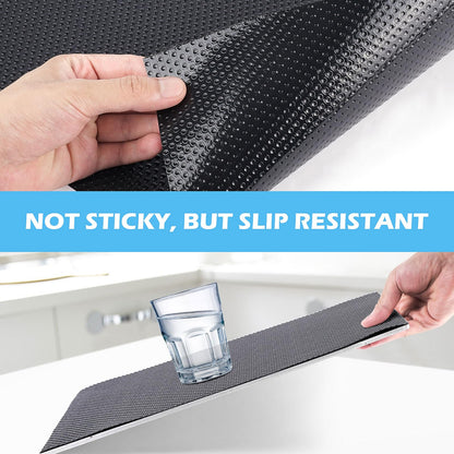 MooiFun Drawer Liners, Waterproof Shelf Liner, Anti-Slip Non-Adhesive BPA Free Kitchen Cupboard Cabinet Liner Refridge Fridge Mats Sink Protector Strong Durable for Home (Black/11.8in x 10Ft)