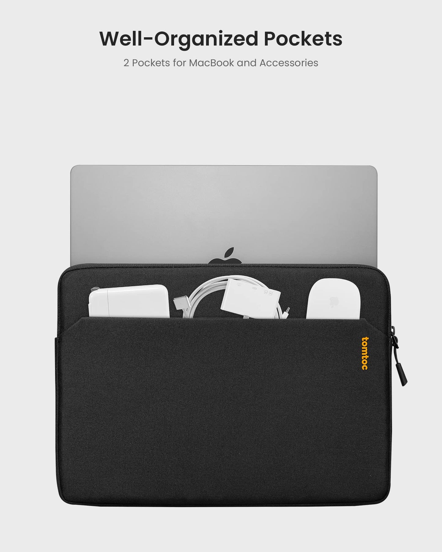 tomtoc Slim Laptop Sleeve Case for 13-inch 2026 New MacBook Air M5/A3449 M4/A3420 M3/A3113 M2/M1, Fits MacBook Neo A18 Pro, Water-Resistant Protective Carrying Case with Accessories Pocket