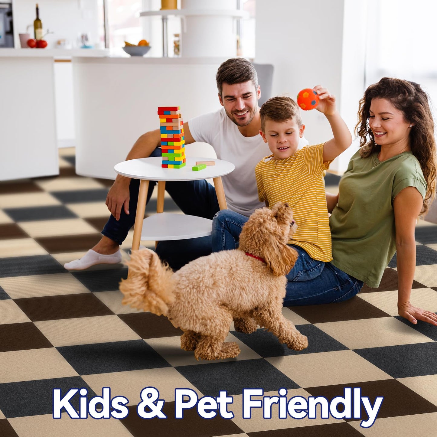 CUCOS Carpet Tiles Peel and Stick, Squares Carpet Floor Tile 12” x 12”, Soft Padded Carpet Tiles, Self Adhesive Carpet 10 Tiles Per box/10Sq Ft